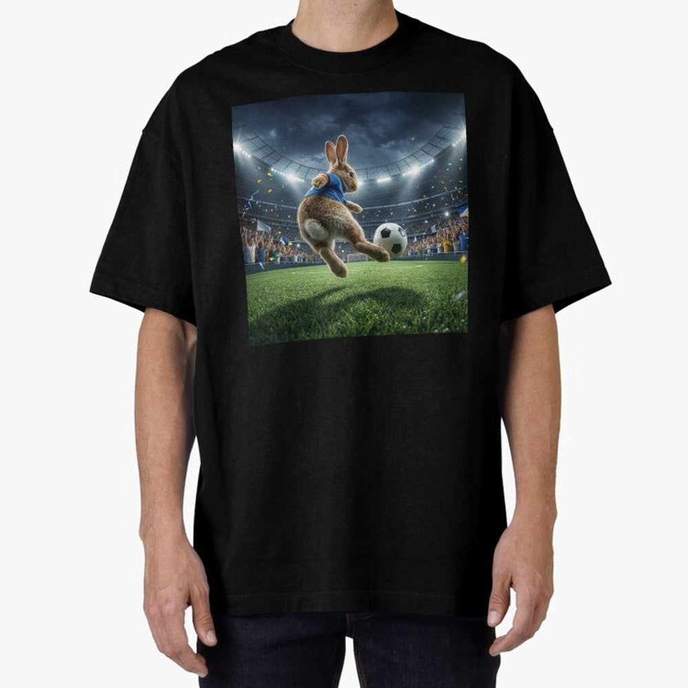Rabbit Is Veritable Messi on the Soccer Pitch Oversized T-Shirt Relive Legendary Nights from the FIFA World Cup 2026 Group Stage Journey through Messi, Neymar and Mbappe Highlights, France and Portugal Pride, Retro Football Energy, Iconic