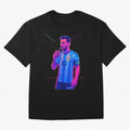 Messi The Goat Art Neon Synthwave Cyberpunk ¨C Retro Futuristic Classic T-Shirt Upgrade Global Football Passion for FIFA World Cup 2026, Made for Haaland, Spain, Classic Soccer Heritage, Championship Pressure, Fan Loyalty and International Pride;