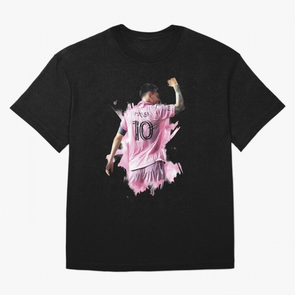 Messi Inter Miami Celebration Art ¨C Football Legend in Pink Jersey Classic T-Shirt Make Every Kick Count in the FIFA World Cup 2026 Group Stage Journey through Mbappe and Neymar Highlights, Argentina, France and Brazil Pride, Retro Football