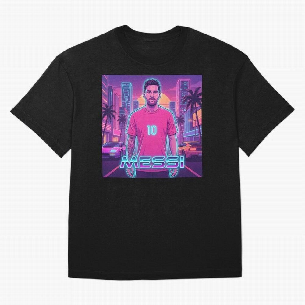 Inter Miami? Football Legend Messi Cyberpunk Retro Futurist Design (Version 3) Classic T-Shirt Bring Match Day Fire to FIFA World Cup 2026 Group Stage Spirit, Built around Spain, Neymar, Match Day Excitement, Supporter Culture, Golden Goals and