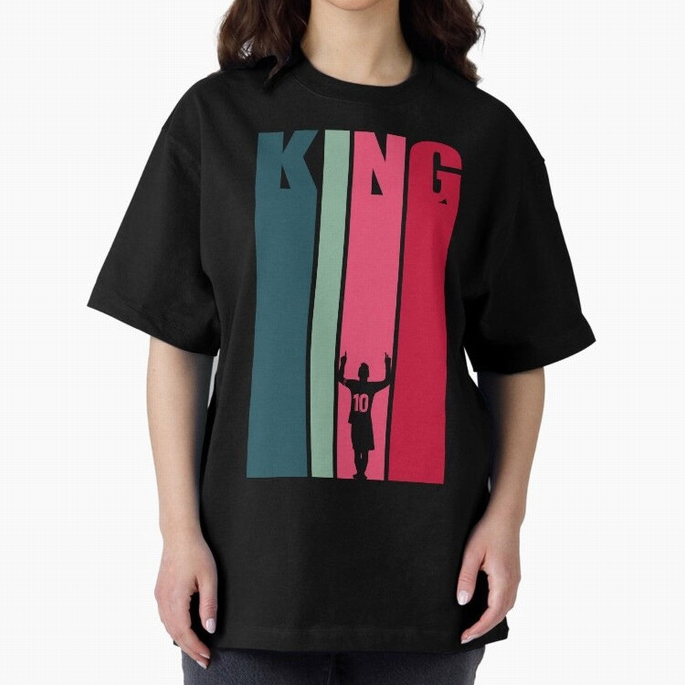 Soccer's King. Oversized T-Shirt Follow the Road to FIFA World Cup 2026 USA Canada Mexico Capturing Messi, Neymar and Mbappe, Spain Energy, Championship Spirit, Famous Goals, Roaring Crowds and International Football Unity; Created for Match Day