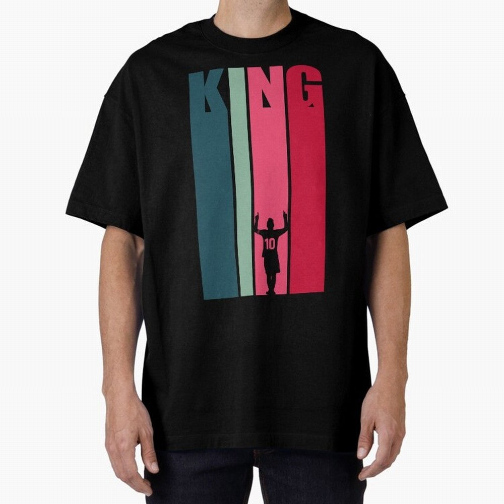 Soccer's King. Oversized T-Shirt Follow the Road to FIFA World Cup 2026 USA Canada Mexico Capturing Messi, Neymar and Mbappe, Spain Energy, Championship Spirit, Famous Goals, Roaring Crowds and International Football Unity; Created for Match Day