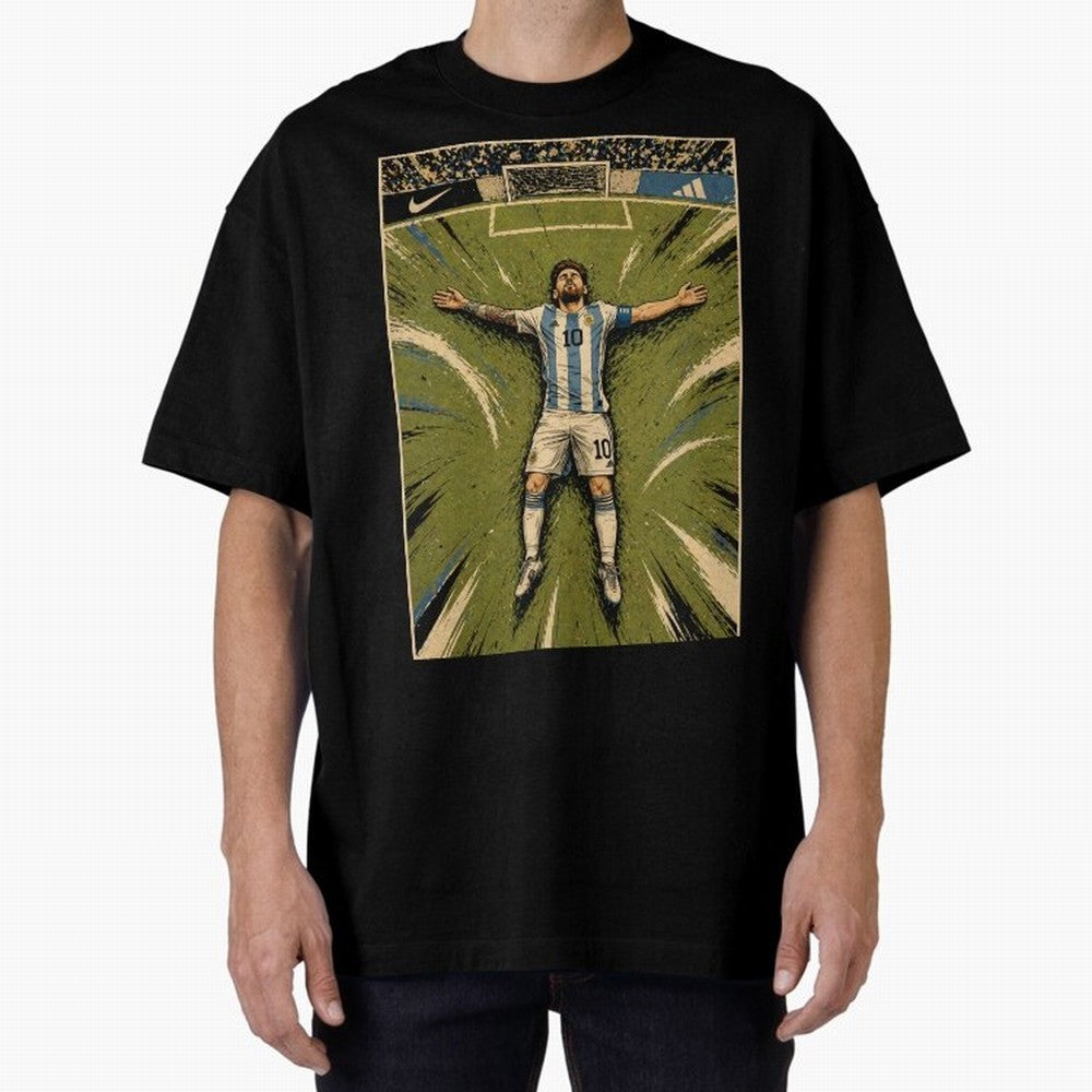Messi Argentine Football Legend Celebration Poster | Vintage Comic Soccer Champion Art Classic T-Shirt Relive the Noise and Pride of FIFA World Cup 2026 Group Stage for Fans of Messi, Neymar and Mbappe and England, France and Netherlands, Bringing