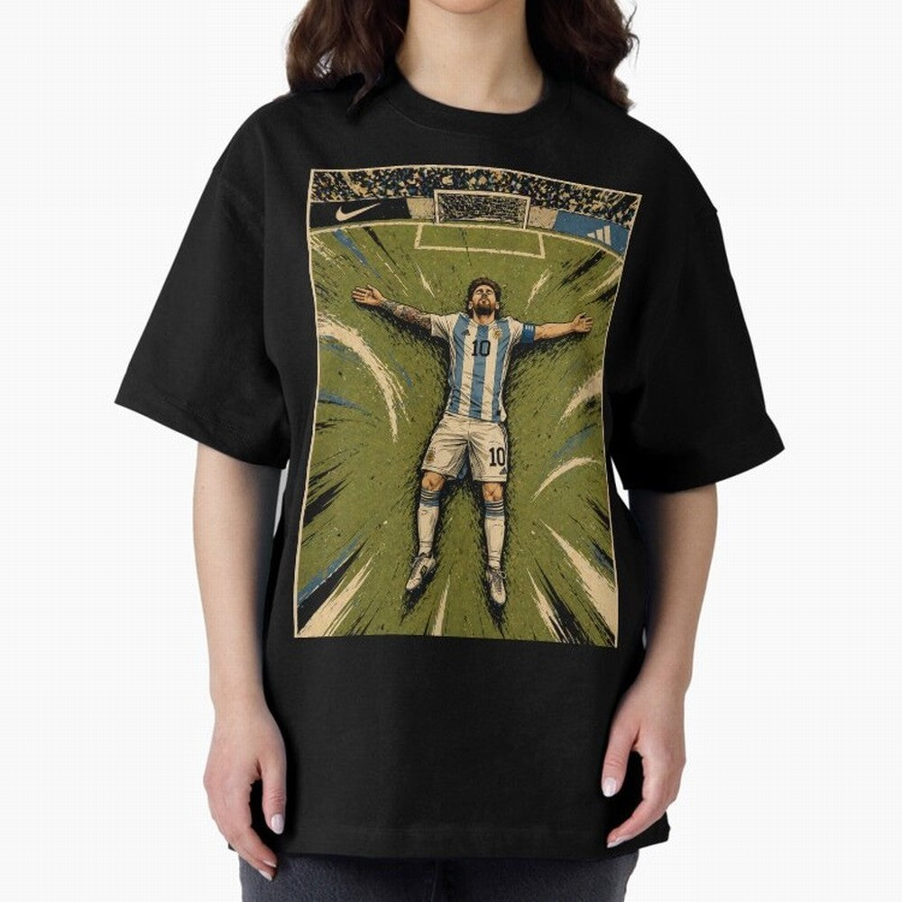 Messi Argentine Football Legend Celebration Poster | Vintage Comic Soccer Champion Art Classic T-Shirt Relive the Noise and Pride of FIFA World Cup 2026 Group Stage for Fans of Messi, Neymar and Mbappe and England, France and Netherlands, Bringing