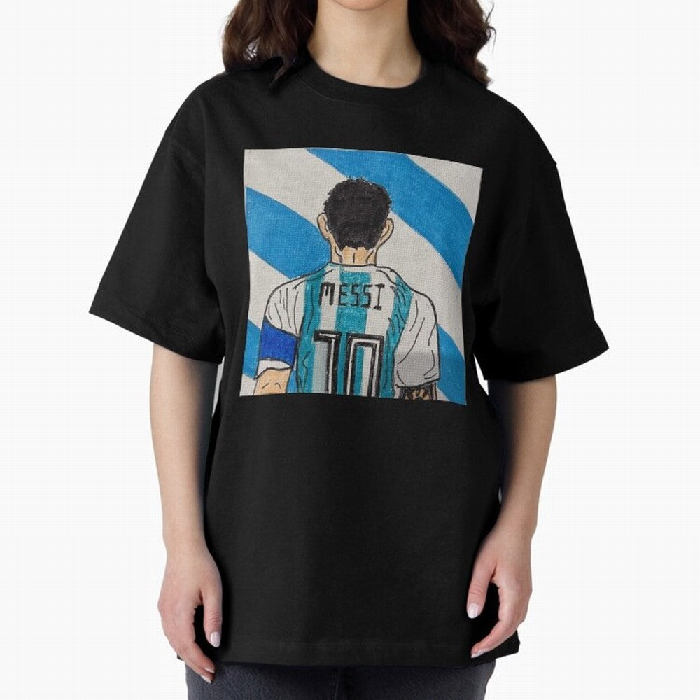 Messi Artwork Oversized T-Shirt Bring a Champion Mindset to Global Football Passion for FIFA World Cup 2026, Featuring Messi, Neymar and Mbappe, Spain, Worldwide Fan Energy, Dramatic Goals, Stadium Lights and Championship Celebrations; Made for Die