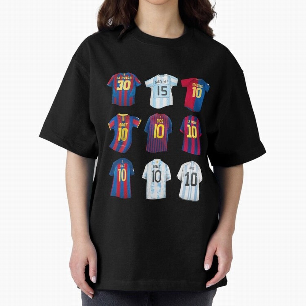Messi Era Football Jerseys Oversized T-Shirt Carry National Pride through Global Football Passion for FIFA World Cup 2026, Filled with Messi, CR7 and Mbappe, Argentina and Brazil, Stadium Chants, National Pride, Trophy Dreams and Unforgettable