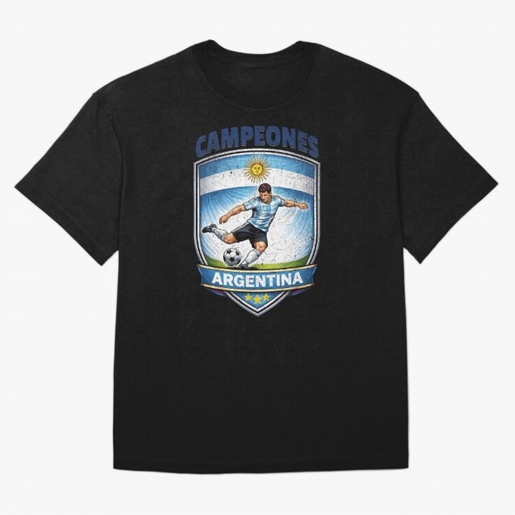 Argentina Vintage Soccer Badge - Campeones 3 Stars Essential T-Shirt Join the Countdown to Match Day Hype around FIFA World Cup 2026, CR7, Spain, Supporter Pride, Iconic Celebrations, Legendary Names and Global Match Day Energy; Perfect for Fans,