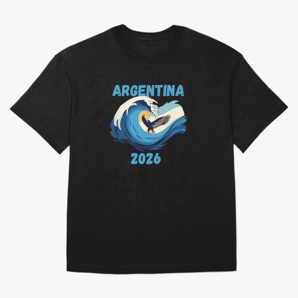 Camiseta y Calcoman¨ªa Argentina - Dise?o Bandera Albiceleste para Hinchas. Oversized T-Shirt Celebrate Rivalries and Pride in FIFA World Cup 2026 Group Stage Filled with Messi, CR7 and Mbappe, Brazil Energy, Stadium Chants, National Pride, Trophy