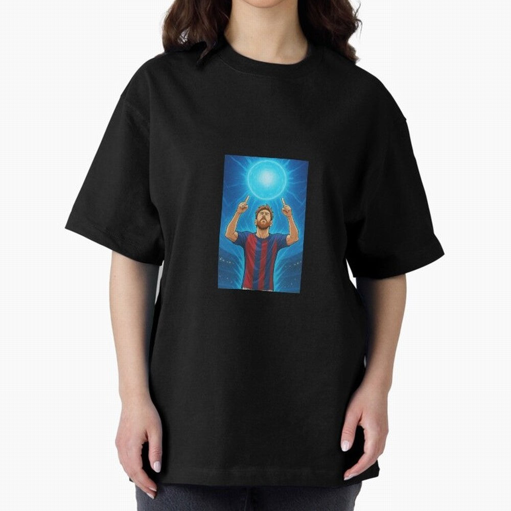 Barcelona Genkidama God Oversized T-Shirt Support FIFA World Cup 2026 USA Canada Mexico Spirit, Built around Netherlands, Messi, Neymar and Mbappe, Worldwide Fan Energy, Dramatic Goals, Stadium Lights and Championship Celebrations; Great for