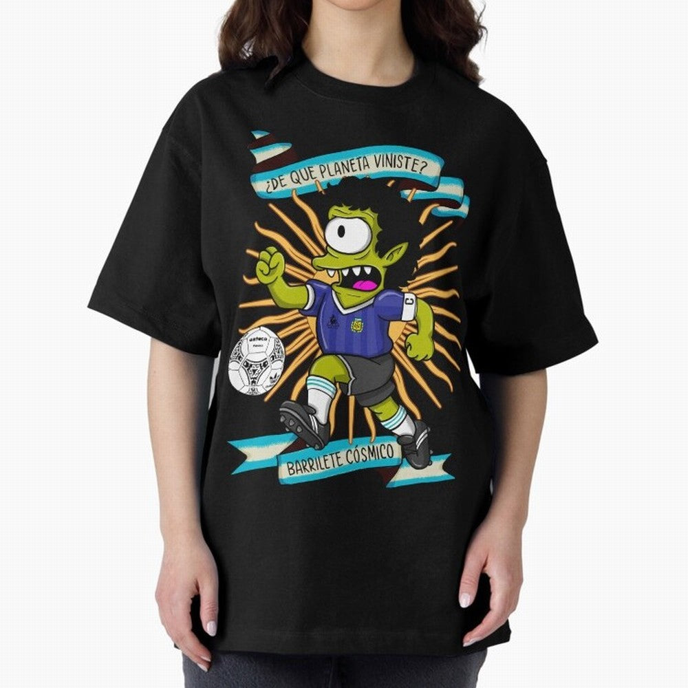 WHAT PLANET DID YOU COME FROM? Oversized T-Shirt Create FIFA World Cup 2026 Spirit, with Portugal, Messi, Neymar and Mbappe, Championship Spirit, Famous Goals, Roaring Crowds and International Football Unity; Perfect for Supporters Who Want Bold