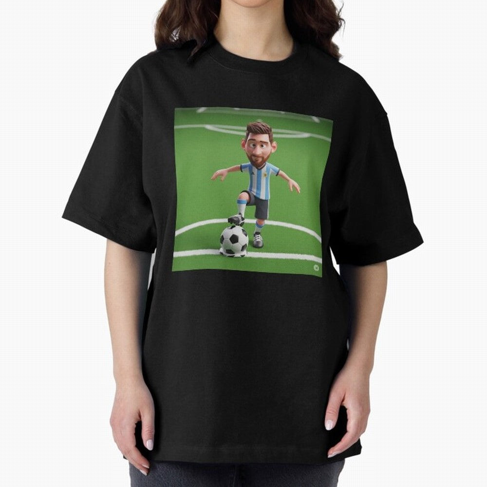 Football Oversized T-Shirt Keep the Match Day Mood of Global Football Passion for FIFA World Cup 2026 Group Stage, Capturing Messi, Portugal, Spain and Germany, Goal Celebration Energy, Supporter Heritage, Football Icons and Worldwide Tournament