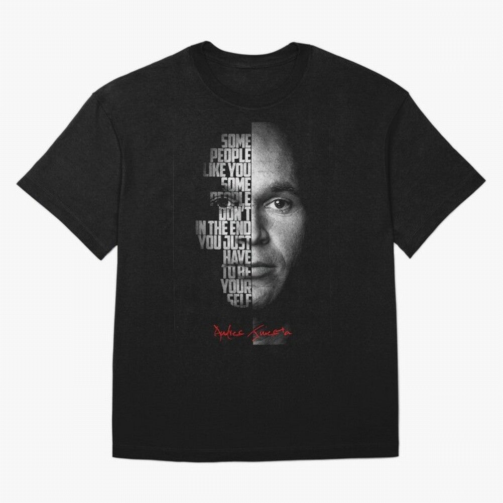Black and white Andres Iniesta Quote. Oversized T-Shirt Feel International Energy from the FIFA World Cup 2026 USA Canada Mexico Journey through Cristiano Ronaldo, Haaland and CR7 Highlights, Argentina and Brazil Pride, Match Day Excitement,