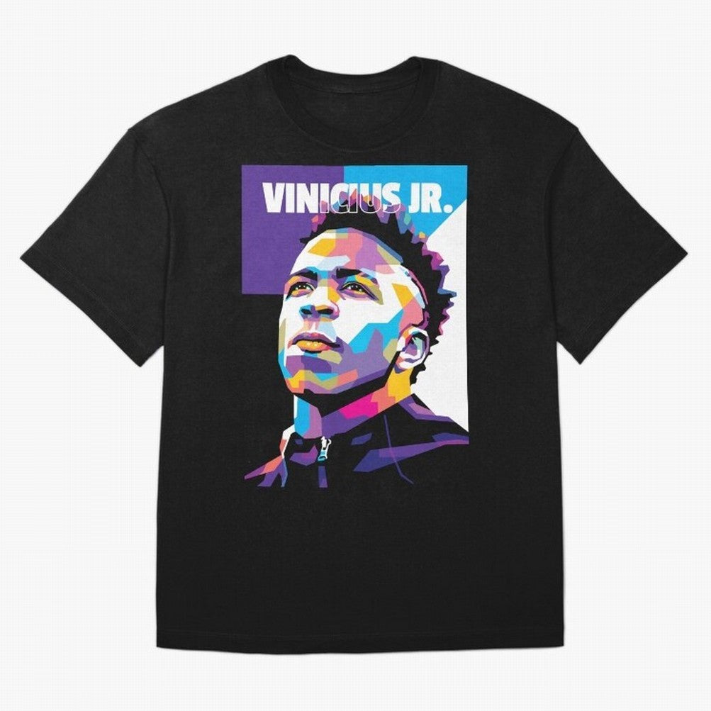 Vinicius Jr. in WPAP Style Essential T-Shirt Feel International Energy from Global Football Passion for FIFA World Cup 2026, Connected to CR7, Argentina, France and Brazil, Classic Soccer Heritage, Championship Pressure, Fan Loyalty and