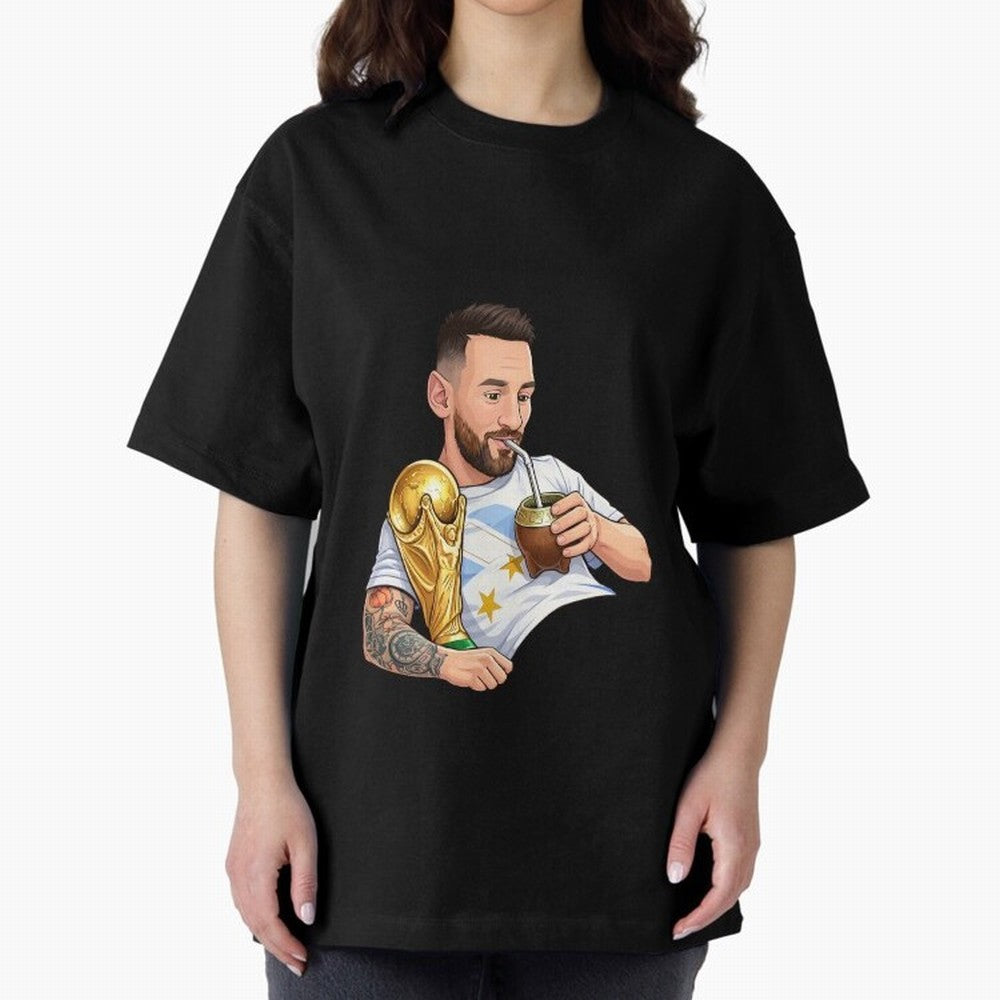Messi drinking mate and his World Cup trophy Graphic T-Shirt Live for the Drama of the FIFA World Cup 2026 Journey through Messi, CR7 and Mbappe Highlights, Netherlands Pride, Tournament Hype, Historic Matchups, Family Viewing Parties and Global