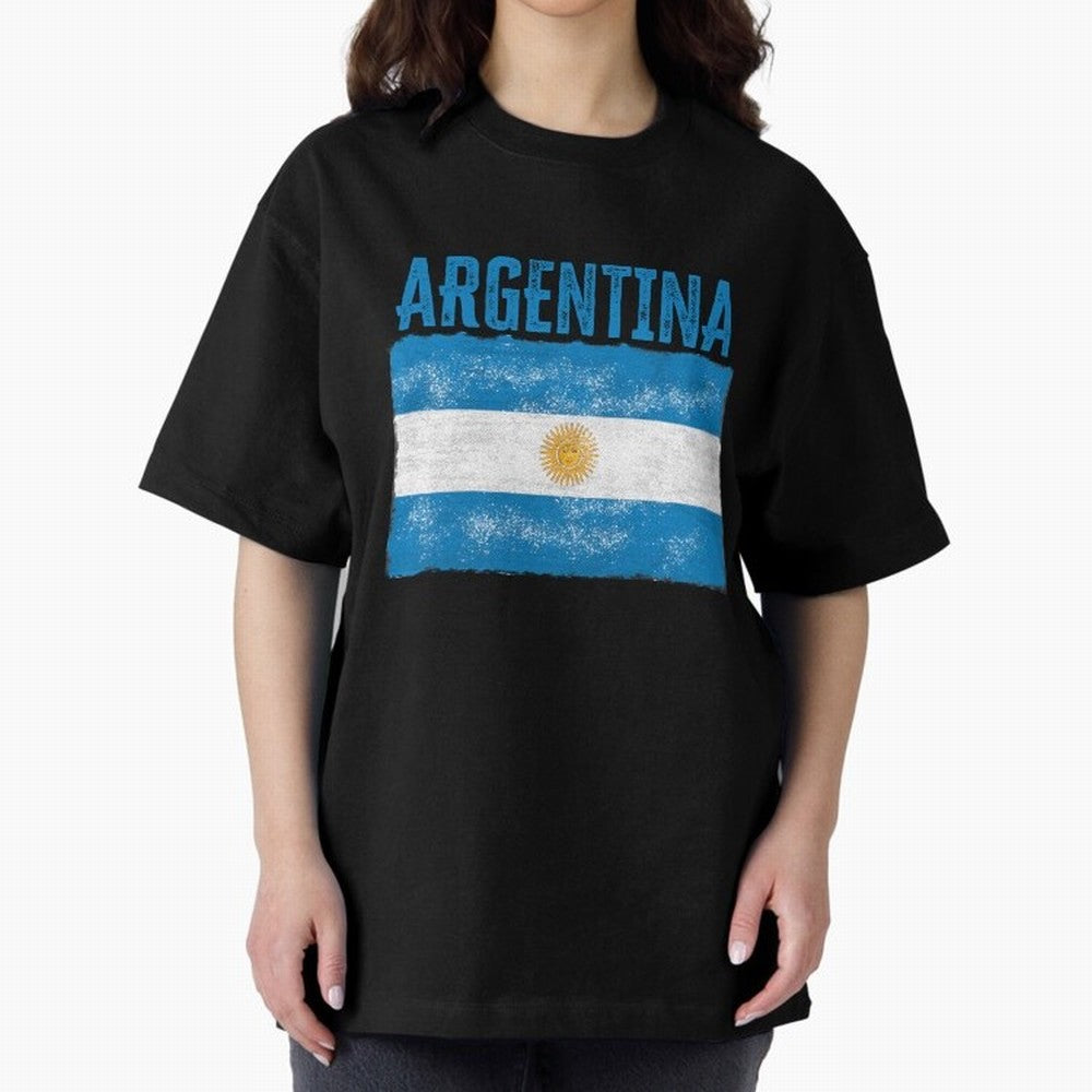 Argentina Oversized T-Shirt Celebrate Classic Football Spirit in FIFA World Cup 2026 Group Stage Highlighting Neymar, Argentina and Brazil Energy, Football Passion, Legendary Performances, Festival Vibes and Supporter Community; Perfect for People