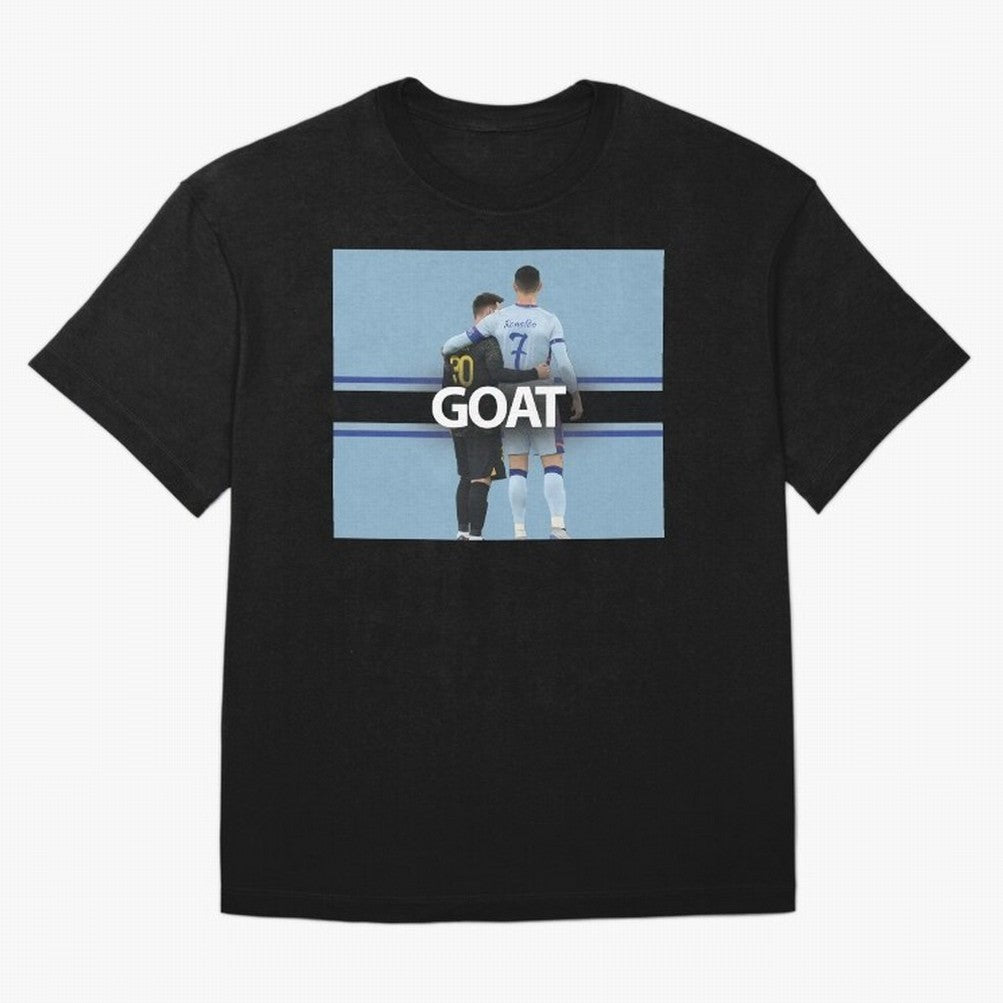 The Two Goats Messi & Ronaldo Premium T-Shirt Relive Legendary Nights from Global Football Passion for FIFA World Cup 2026 Group Stage, Driven by Messi, CR7 and Mbappe, Portugal, Spain and Germany, Champion Mindset, Group Stage Buzz, Knockout