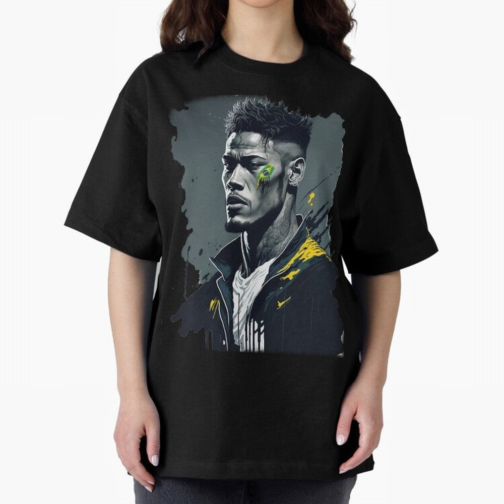 Neymar Jr. splash art Oversized T-Shirt Bring Match Day Fire to the FIFA World Cup 2026 Group Stage Journey through Mbappe Highlights, Netherlands Pride, Classic Soccer Heritage, Championship Pressure, Fan Loyalty and International Pride; Ideal for