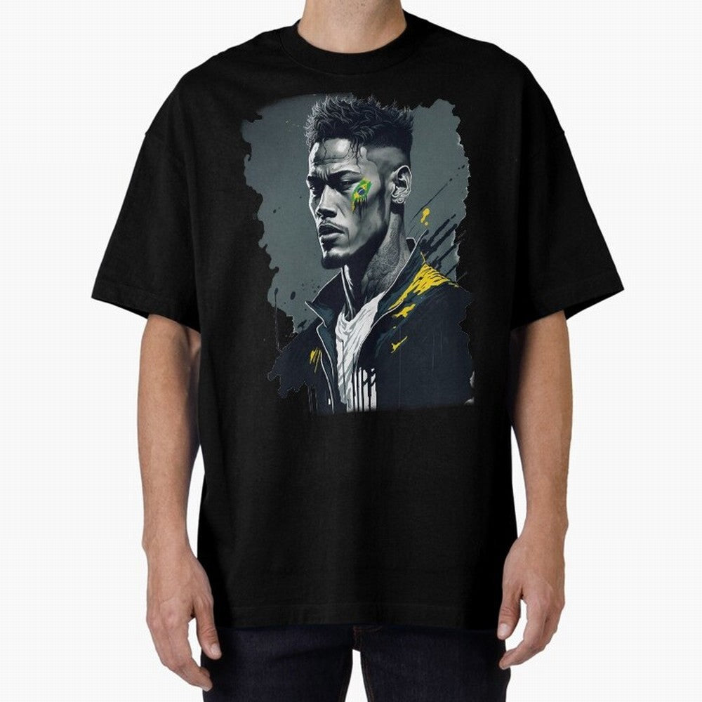 Neymar Jr. splash art Oversized T-Shirt Bring Match Day Fire to the FIFA World Cup 2026 Group Stage Journey through Mbappe Highlights, Netherlands Pride, Classic Soccer Heritage, Championship Pressure, Fan Loyalty and International Pride; Ideal for