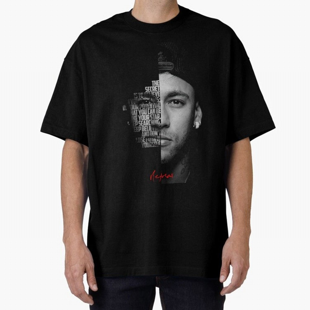 Black and white Neymar Jr quote. Oversized T-Shirt Refresh FIFA World Cup 2026 USA Canada Mexico Spirit, Celebrating Brazil, Messi, Vintage Soccer Flavor, Modern Football Stars, National Flags and Final Night Emotion; Perfect for Fans, Collectors,