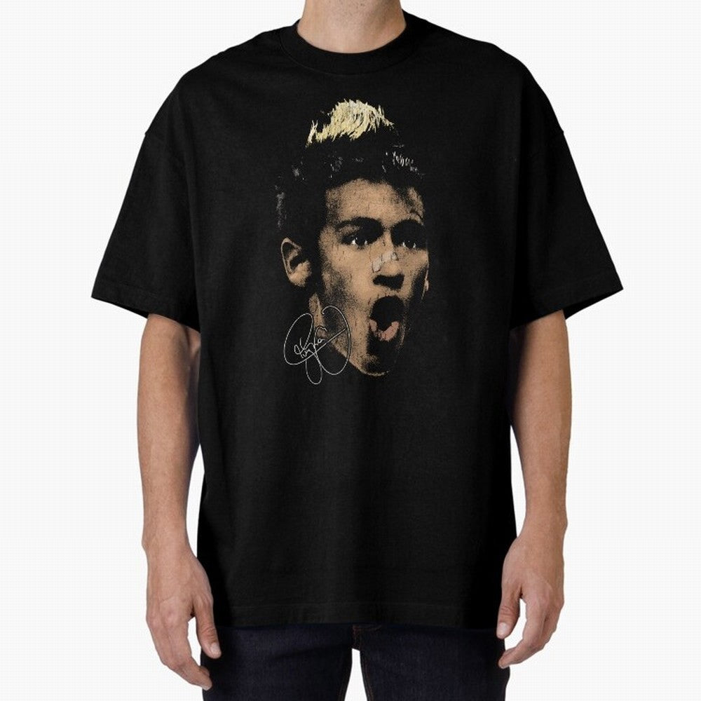 Young Neymar Illustration Oversized T-Shirt Live the Energy of Match Day Hype around FIFA World Cup 2026 USA Canada Mexico, Messi, CR7 and Mbappe, Spain and Netherlands, Fan Favorite Moments, National Team Passion, Big Match Drama and Soccer
