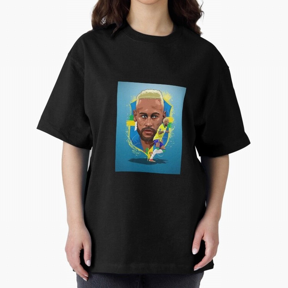 neymar art - neymar illustration T Shirt Oversized T-Shirt Celebrate Fan Favorites in FIFA World Cup 2026 for Fans of CR7 and Messi and England, Bringing Championship Spirit, Famous Goals, Roaring Crowds and International Football Unity; Great for