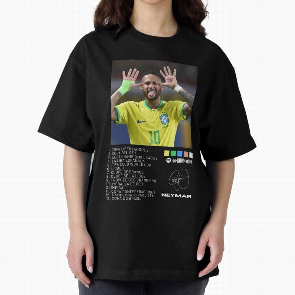 Neymar Brazil 10 Oversized T-Shirt Show Match Day Excitement for FIFA World Cup 2026 Group Stage Spirit, Inspired by Brazil, Portugal and Argentina, Cristiano Ronaldo, Haaland and CR7, Championship Spirit, Famous Goals, Roaring Crowds and