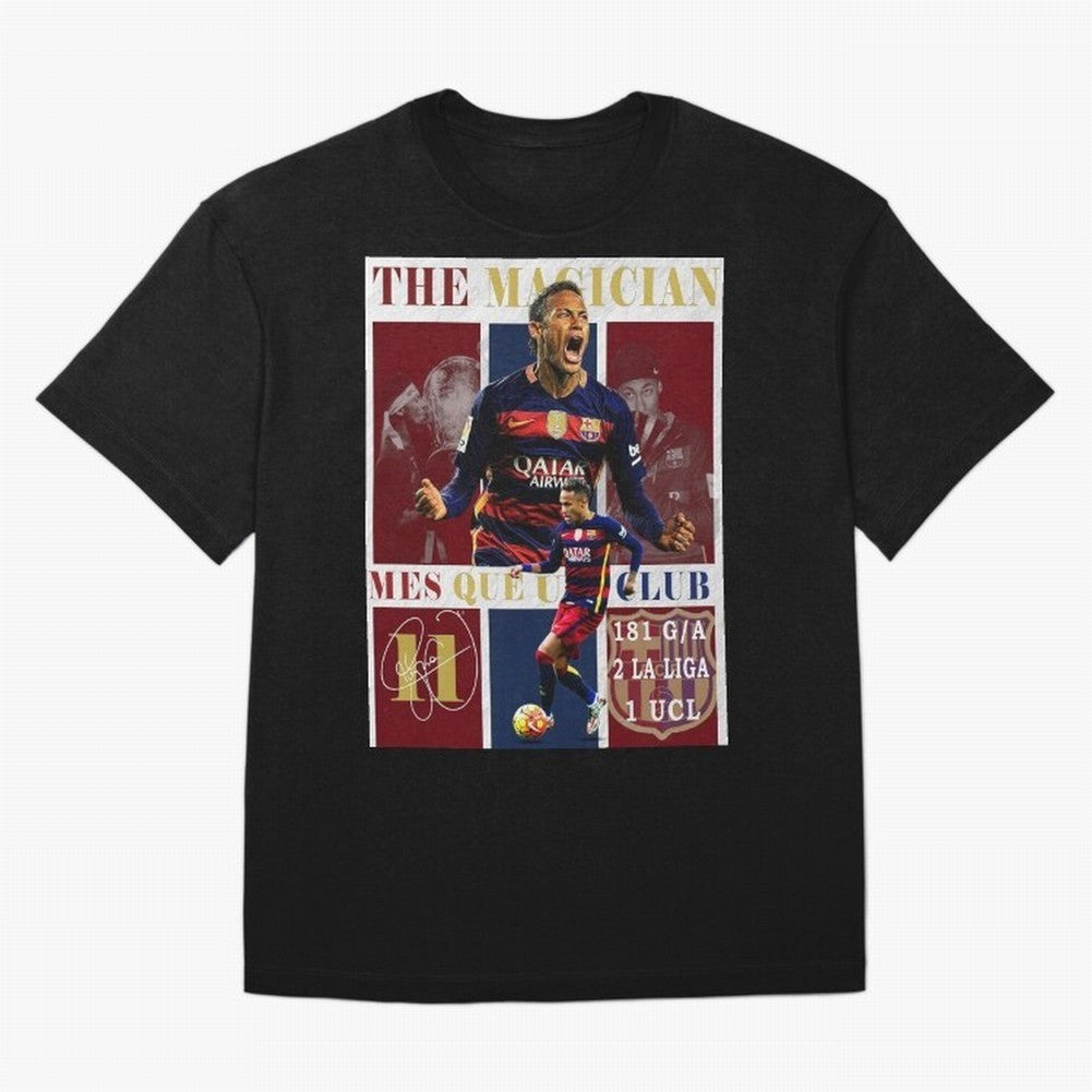 Neymar Jr Barcelona 2015 UCL Poster Classic T-Shirt Carry the Dream of FIFA World Cup 2026 USA Canada Mexico for Fans of Cristiano Ronaldo, Haaland and CR7 and Argentina and Brazil, Bringing Retro Football Energy, Iconic Rivalries, Trophy Chase