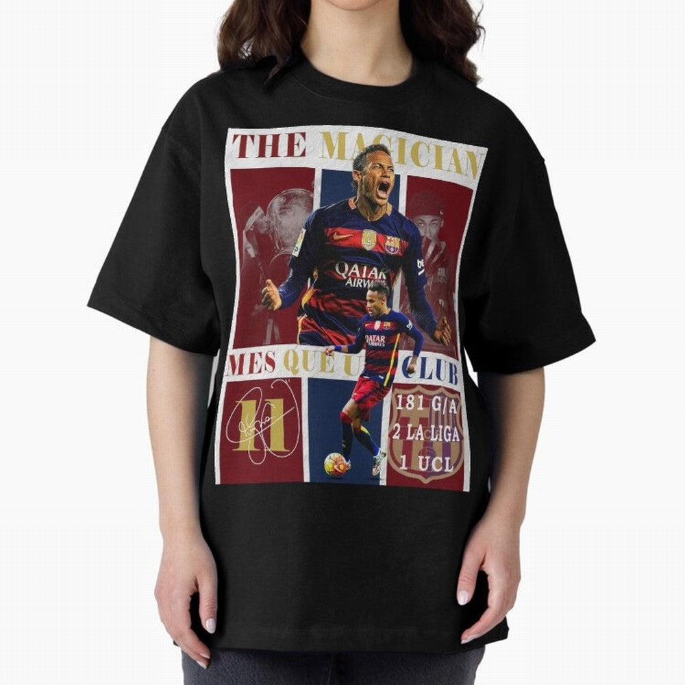 Neymar Jr Barcelona 2015 UCL Poster Classic T-Shirt Carry the Dream of FIFA World Cup 2026 USA Canada Mexico for Fans of Cristiano Ronaldo, Haaland and CR7 and Argentina and Brazil, Bringing Retro Football Energy, Iconic Rivalries, Trophy Chase