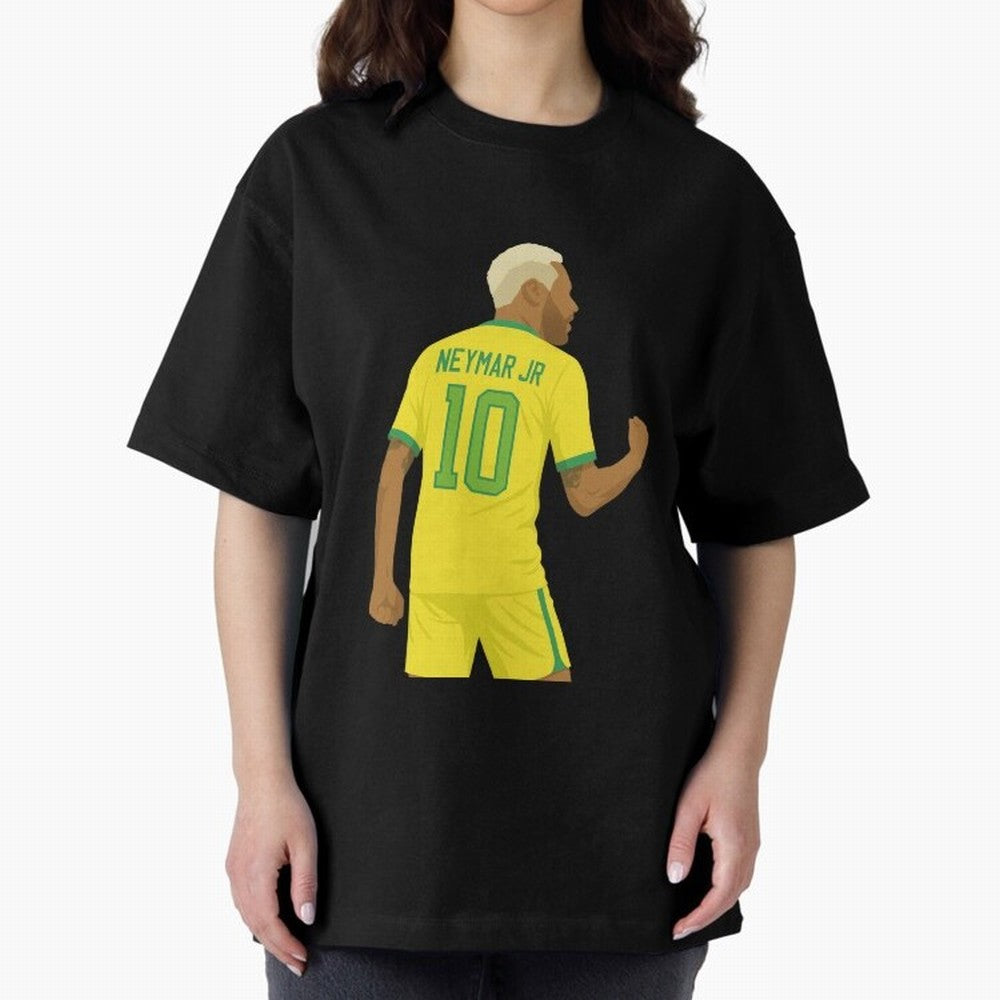 Neymar Jr in Yellow Glory Sticker Oversized T-Shirt Bring a Vintage Feel to FIFA World Cup 2026 Group Stage for Fans of Cristiano Ronaldo, Haaland and CR7 and France and Portugal, Bringing Vintage Soccer Flavor, Modern Football Stars, National