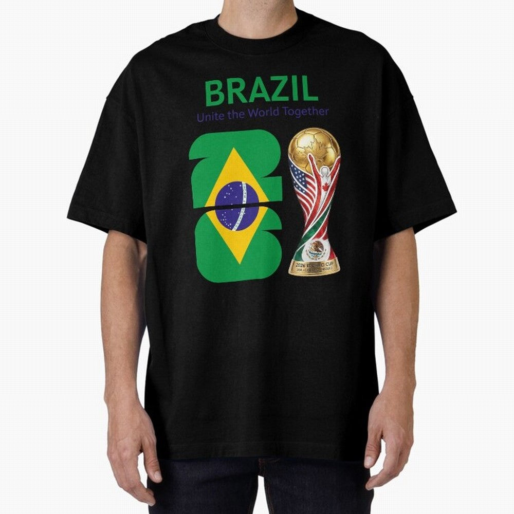 World Cup 2026, IMG 018, BRAZIL 002 Oversized T-Shirt Represent FIFA World Cup 2026 for Fans of Messi and Cristiano Ronaldo and Netherlands, Bringing Supporter Pride, Iconic Celebrations, Legendary Names and Global Match Day Energy; Ideal for Fans