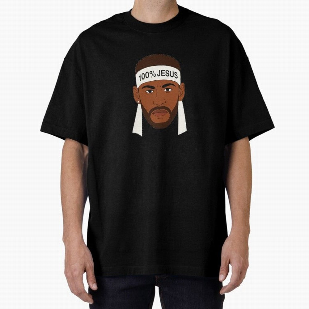 100% JESUS Neymar Inspired Minimalist Art Oversized T-Shirt Celebrate Football Heritage in the FIFA World Cup 2026 USA Canada Mexico Journey through CR7 Highlights, Portugal, Spain and Germany Pride, Vintage Soccer Flavor, Modern Football Stars,