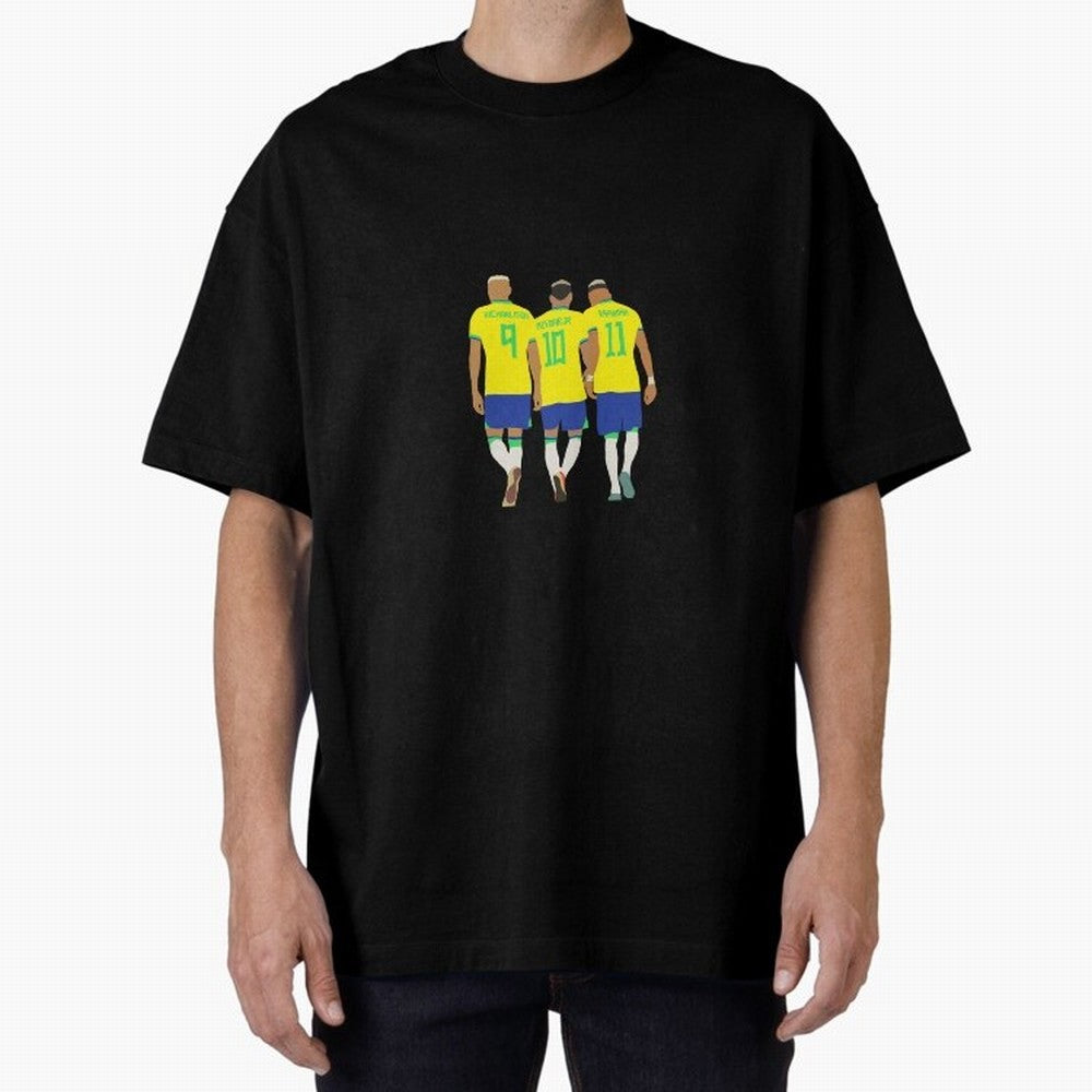 brazil soccer players Oversized T-Shirt Relive Legendary Nights from the FIFA World Cup 2026 USA Canada Mexico Journey through Messi Highlights, Argentina, France and Brazil Pride, Vintage Soccer Flavor, Modern Football Stars, National Flags and