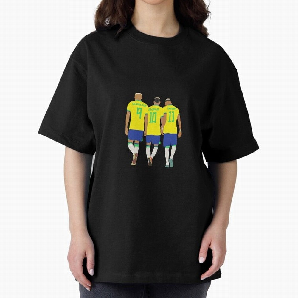 brazil soccer players Oversized T-Shirt Relive Legendary Nights from the FIFA World Cup 2026 USA Canada Mexico Journey through Messi Highlights, Argentina, France and Brazil Pride, Vintage Soccer Flavor, Modern Football Stars, National Flags and