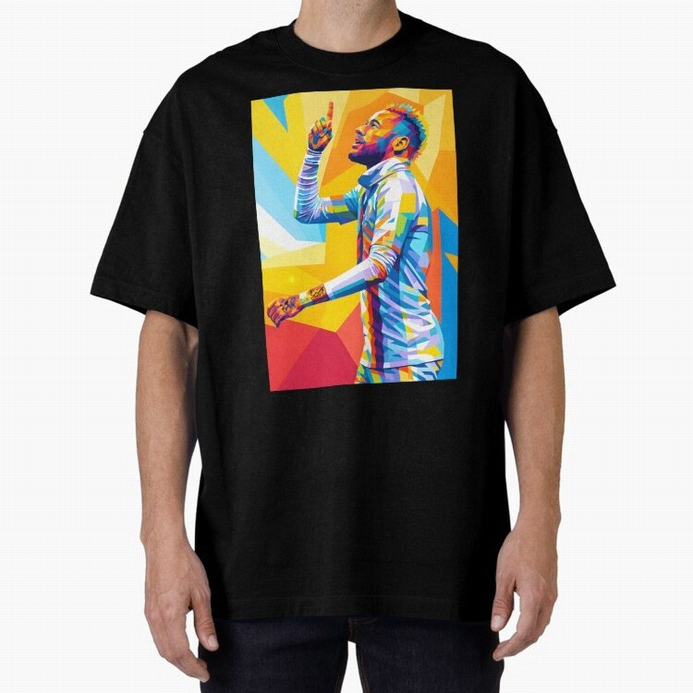 Neymar Pop Art Oversized T-Shirt Celebrate National Team Dreams in Global Football Passion for FIFA World Cup 2026 Group Stage, Made for Messi, Neymar and Mbappe, Brazil, Portugal and Argentina, Retro Football Energy, Iconic Rivalries, Trophy Chase