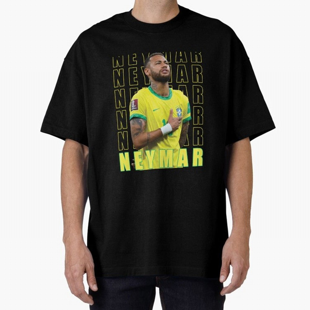 Neymar Brazil Design Oversized T-Shirt Follow the Road to the FIFA World Cup 2026 Journey through Cristiano Ronaldo, Haaland and CR7 Highlights, Argentina, France and Brazil Pride, Vintage Soccer Flavor, Modern Football Stars, National Flags and