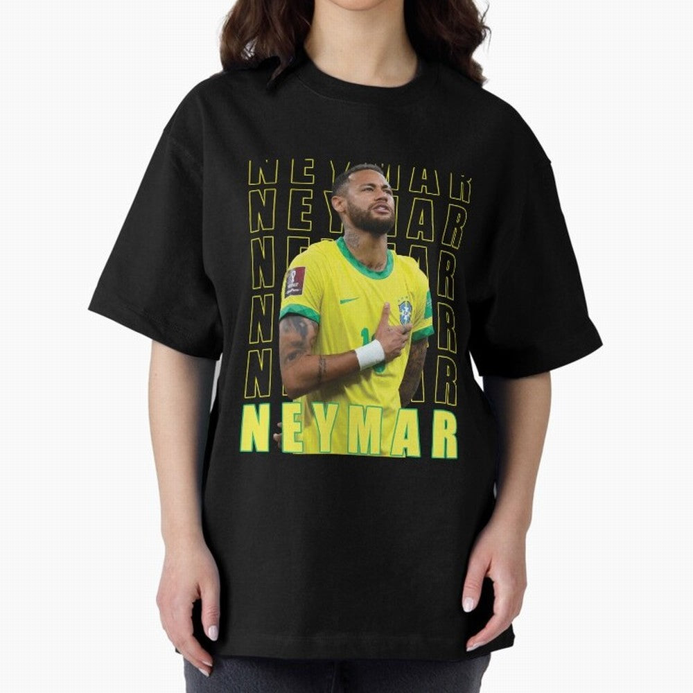 Neymar Brazil Design Oversized T-Shirt Follow the Road to the FIFA World Cup 2026 Journey through Cristiano Ronaldo, Haaland and CR7 Highlights, Argentina, France and Brazil Pride, Vintage Soccer Flavor, Modern Football Stars, National Flags and