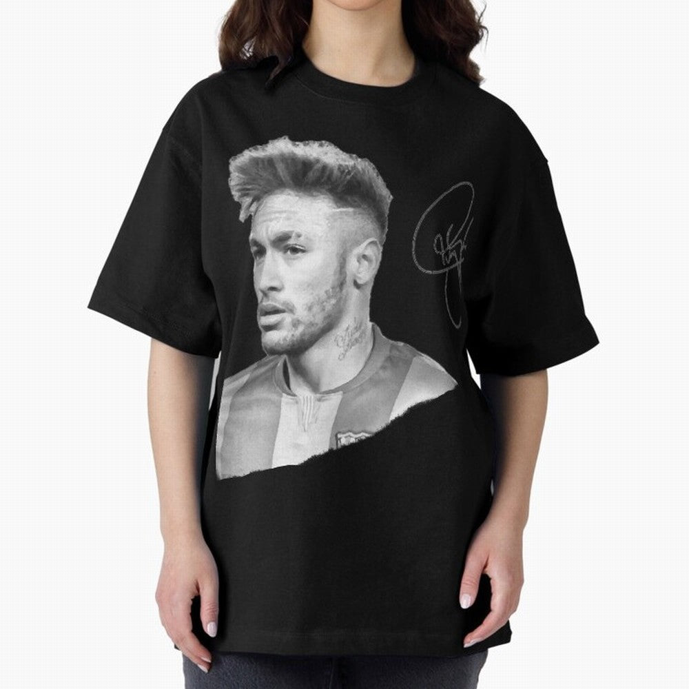 Neymar in black & white with signature Classic T-Shirt Show Up for the Glory of FIFA World Cup 2026 Group Stage Spirit, Made for France and Portugal, Messi, Neymar and Mbappe, Championship Spirit, Famous Goals, Roaring Crowds and International