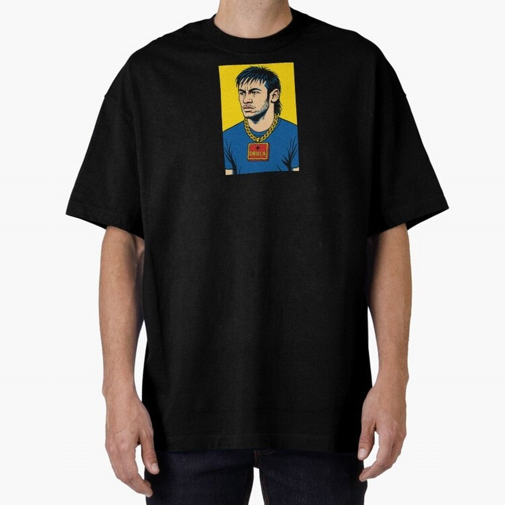 Drilla Clothing Neymar Popart Print T Shirt Oversized T-Shirt Support Your Favorite Stars during FIFA World Cup 2026 for Fans of Cristiano Ronaldo and Germany, Bringing Football History, Final Match Energy, Crowd Noise and Once in a Lifetime