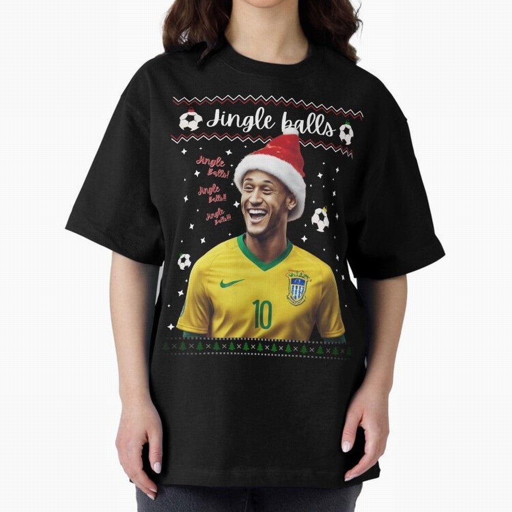 Jingle Balls Christmas Football Fan Art with Santa Neymar Active T-Shirt Celebrate Fan Culture around Global Football Passion for FIFA World Cup 2026 USA Canada Mexico, Filled with Mbappe, Argentina and Brazil, Fan Favorite Moments, National Team
