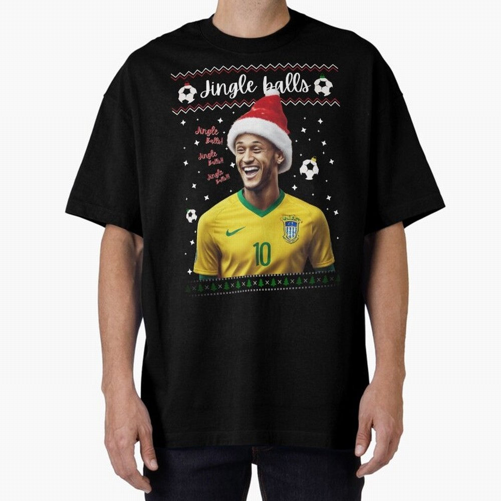 Jingle Balls Christmas Football Fan Art with Santa Neymar Active T-Shirt Celebrate Fan Culture around Global Football Passion for FIFA World Cup 2026 USA Canada Mexico, Filled with Mbappe, Argentina and Brazil, Fan Favorite Moments, National Team