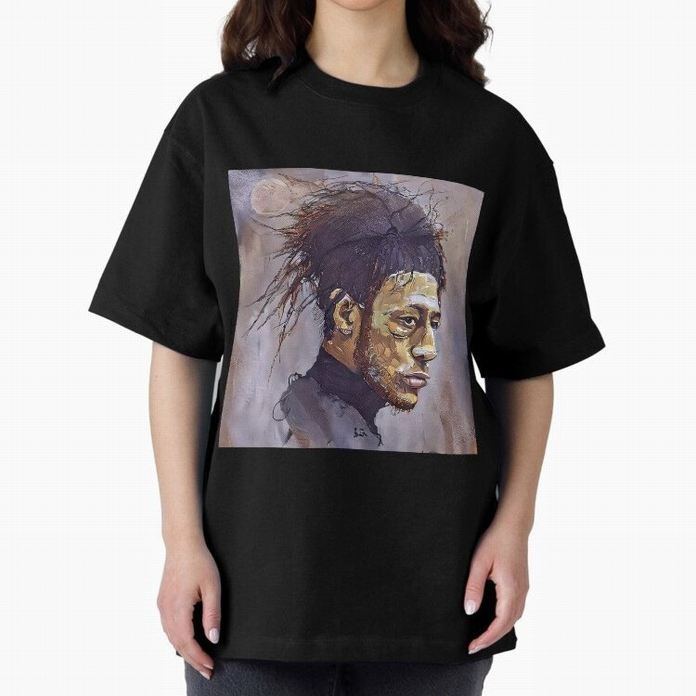 sketch of Neymar Oversized T-Shirt Feel International Energy from Global Football Passion for FIFA World Cup 2026 Group Stage, Highlighting Messi, Neymar and Mbappe, Brazil, Champion Mindset, Group Stage Buzz, Knockout Tension and Passionate Fan
