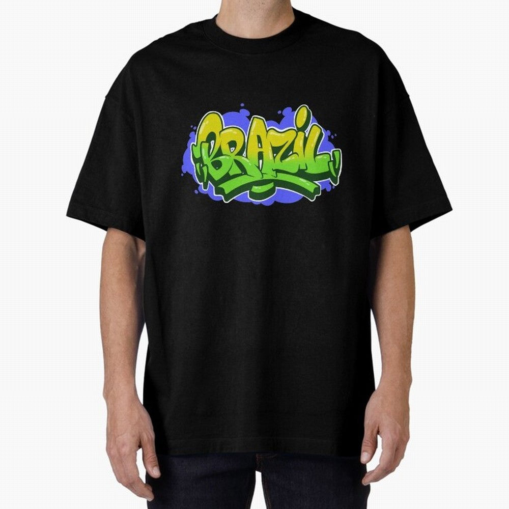 Brazil Graffiti Classic T-Shirt Celebrate Unforgettable Nights in FIFA World Cup 2026 Group Stage Spirit, Highlighting Argentina, Messi and Cristiano Ronaldo, Global Supporter Spirit, Legendary Goals, National Colors and Tournament Celebration;