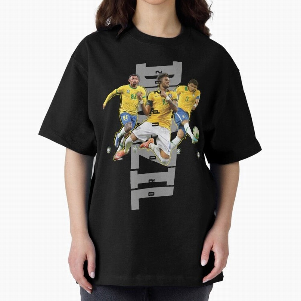 Brazil World cup 2022 Oversized T-Shirt Celebrate Football Heritage in FIFA World Cup 2026 USA Canada Mexico Connected to Messi and Cristiano Ronaldo, Portugal, Spain and Germany Energy, Soccer Culture, Superstar Moments, National Team Dreams and