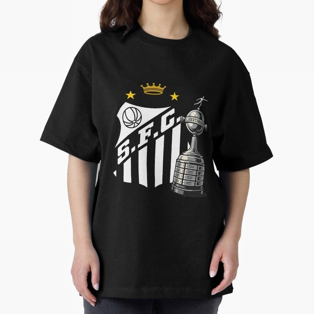 Santos Of Brazil With The Libertadores Cup Oversized T-Shirt Make the Season About FIFA World Cup 2026 USA Canada Mexico Capturing CR7, France Energy, Football Festival Excitement, Trophy Ambitions, Country Rivalries and Star Player Buzz; Great for