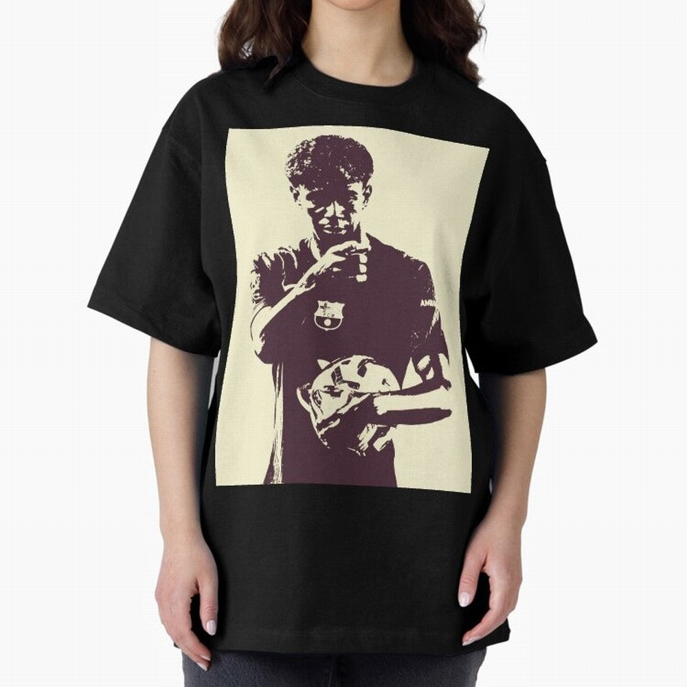 Lamine Yamal black and white Oversized T-Shirt Create FIFA World Cup 2026 Group Stage Spirit, Inspired by Portugal, Spain and Germany, Mbappe and Neymar, Sports Nostalgia, International Competition, Famous Players and Unforgettable Victories;
