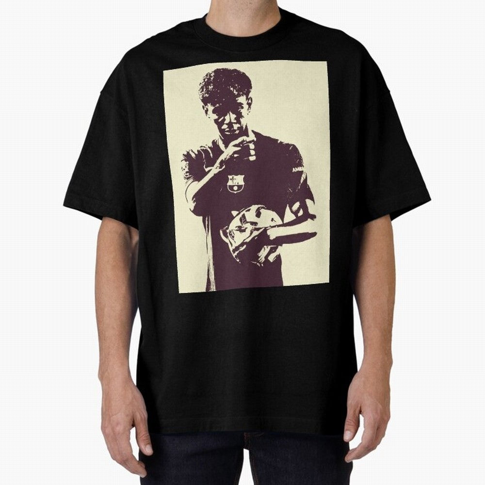 Lamine Yamal black and white Oversized T-Shirt Create FIFA World Cup 2026 Group Stage Spirit, Inspired by Portugal, Spain and Germany, Mbappe and Neymar, Sports Nostalgia, International Competition, Famous Players and Unforgettable Victories;
