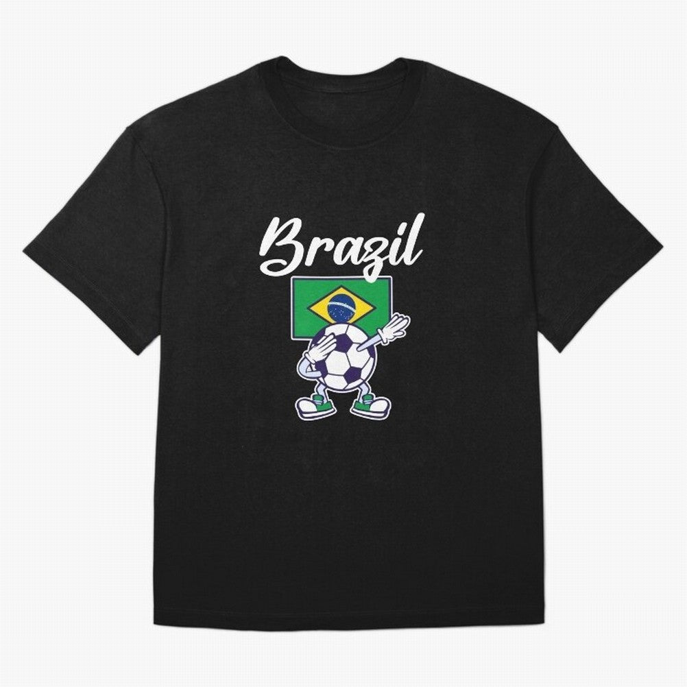 BRAZIL - Dabbing Football Soccer Ball - BRAZIL Classic T-Shirt Bring Retro Soccer Energy to Match Day Hype around FIFA World Cup 2026, Haaland, Argentina and Brazil, Game Day Rituals, Football Legends, Country Pride and the Road to the Final; Built