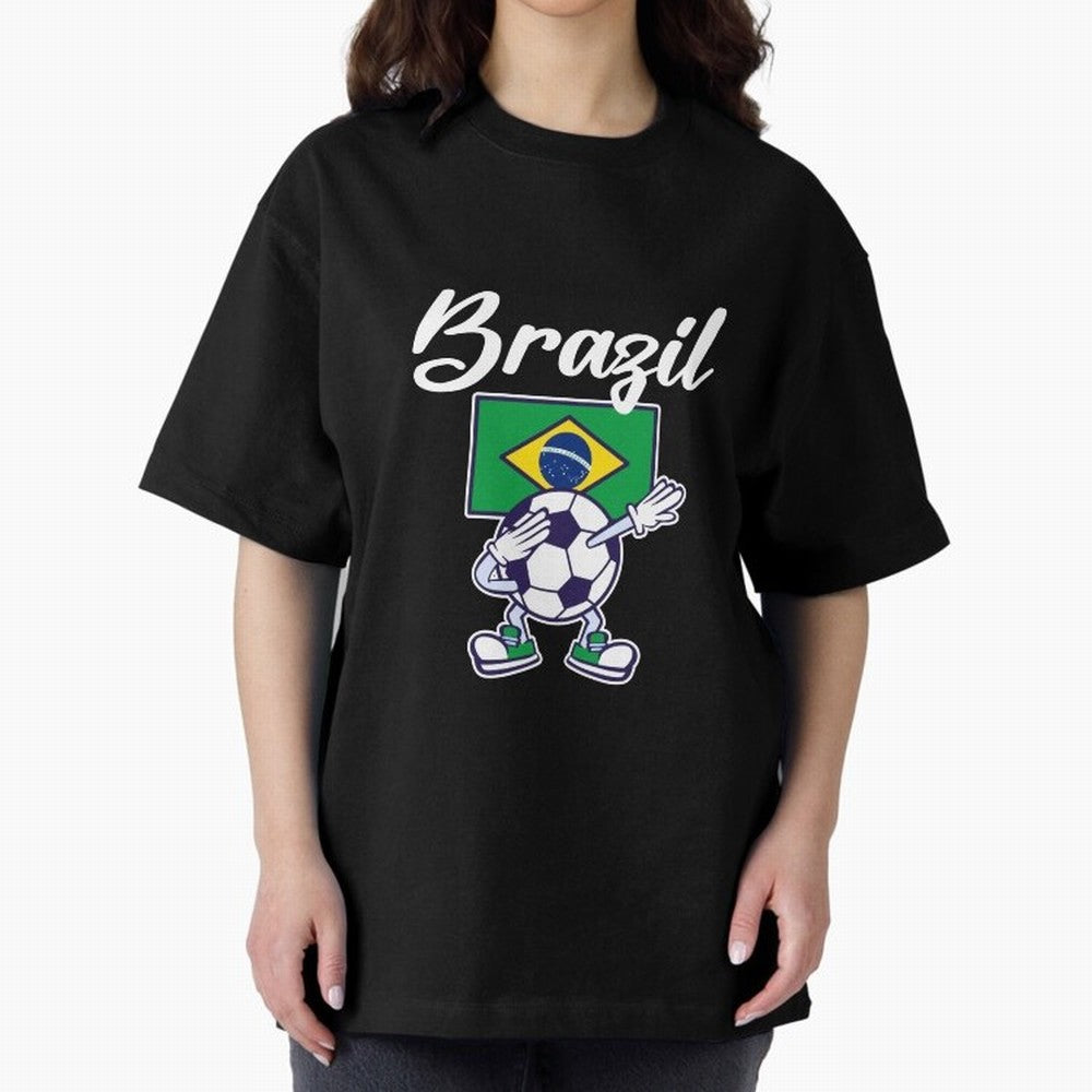 BRAZIL - Dabbing Football Soccer Ball - BRAZIL Classic T-Shirt Bring Retro Soccer Energy to Match Day Hype around FIFA World Cup 2026, Haaland, Argentina and Brazil, Game Day Rituals, Football Legends, Country Pride and the Road to the Final; Built