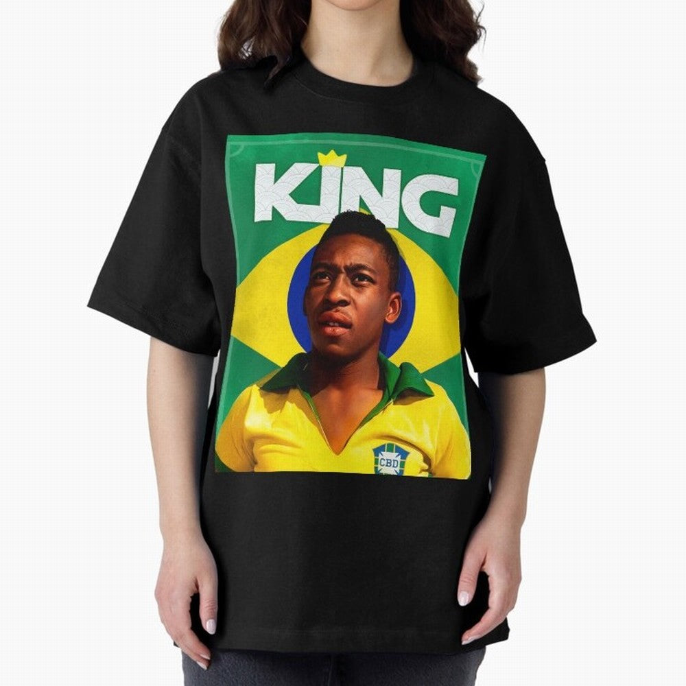 King Pele Oversized T-Shirt Celebrate FIFA World Cup 2026 USA Canada Mexico Connected to Haaland and Mbappe, Brazil, Portugal and Argentina Energy, Fan Favorite Moments, National Team Passion, Big Match Drama and Soccer History; Great for