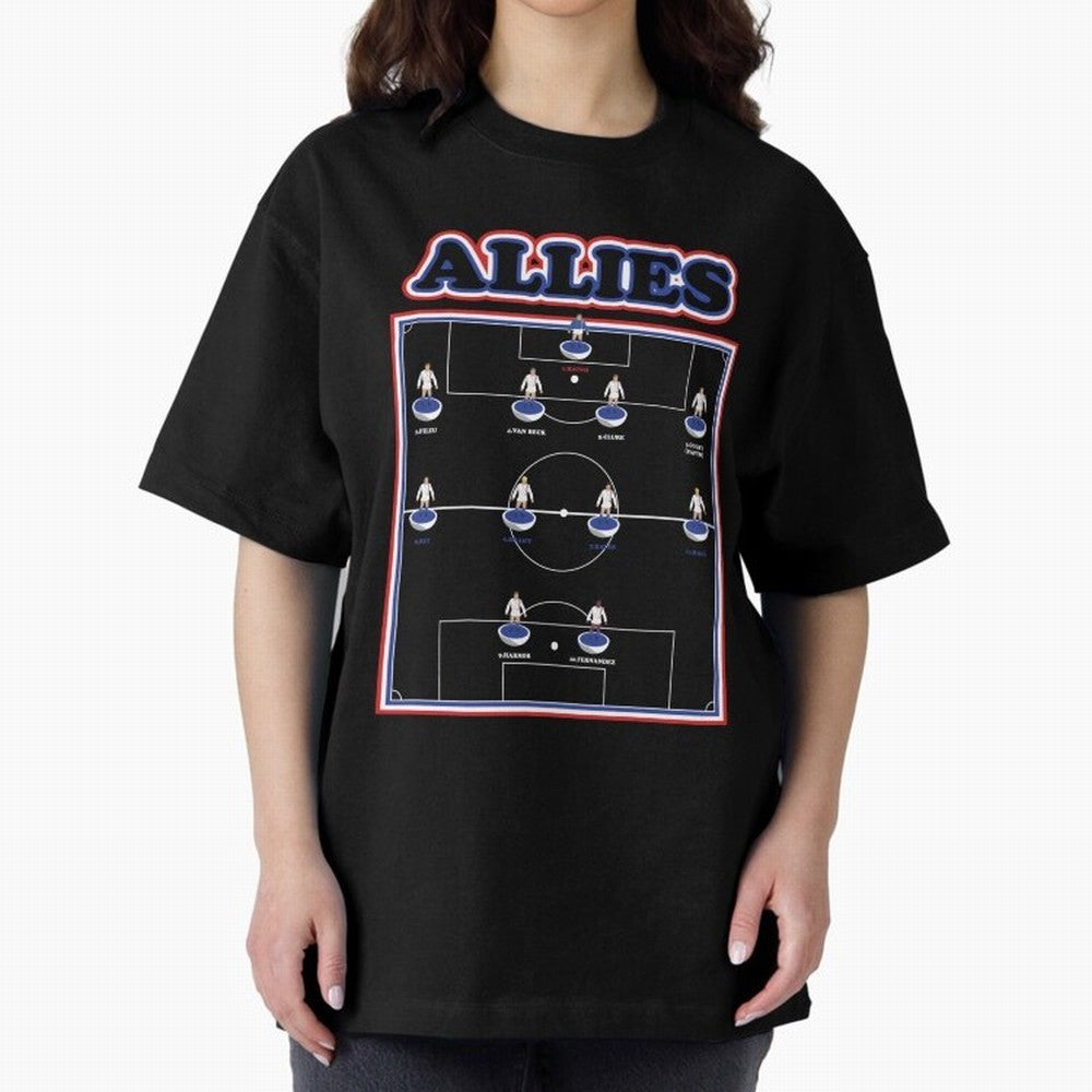 The Allies Team Line Up Oversized T-Shirt Treasure FIFA World Cup 2026 Group Stage Highlighting Haaland and Mbappe, Portugal, Spain and Germany Energy, Fan Favorite Moments, National Team Passion, Big Match Drama and Soccer History; Ideal for Fans
